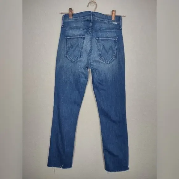 MOTHER The Mid Rise Dazzler Crop Fray Jeans In Squeeze It Size 25